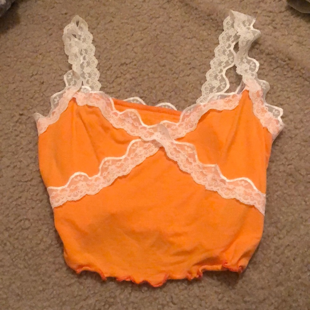 Selling cropped lace orange top